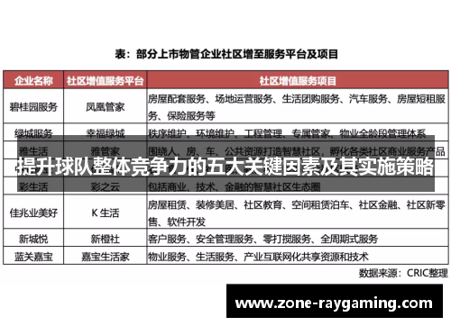 提升球队整体竞争力的五大关键因素及其实施策略